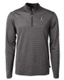 Florida State Seminoles Cutter & Buck Virtue Recycled Micro Stripe Featherlight Pique Mens Quarter Zip Pullover Black/Elemental Grey Mannequin