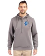 Indiana State Sycamores Cutter & Buck Roam Recycled Buttery-Soft Knit Mens Half Zip Hooded Pullover Elemental Grey Front
