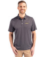 James Madison Dukes Cutter & Buck Pike Eco Symmetry Print Stretch Recycled Mens Polo Black/White Front