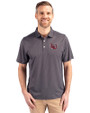 Lamar Cardinals Cutter & Buck Pike Eco Symmetry Print Stretch Recycled Mens Polo Black/White Front
