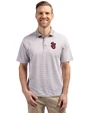 St Johns Red Storm Cutter & Buck Virtue Eco Pique Micro Stripe Recycled Mens Big & Tall Polo Polished/White Front