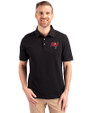 Tampa Bay Buccaneers Cutter & Buck Advantage Eco Tri-Blend Pique Mens Polo Black Front