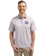 Texas Christian Horned Frogs College Vault Cutter & Buck Virtue Eco Pique Micro Stripe Recycled Mens Big & Tall Polo Polished/White Front