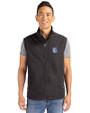 Fresno State Bulldogs College Vault Cutter & Buck Charter Eco Full-Zip Mens Big & Tall Vest Black Front