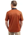 Pepperdine Waves Cutter & Buck Virtue Eco Pique Micro Stripe Recycled Mens Polo College Orange/Navy Blue Back