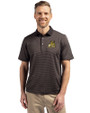 Bryant University Bulldogs Cutter & Buck Virtue Eco Pique Micro Stripe Recycled Mens Polo Black/Elemental Grey Front