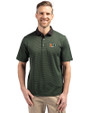 Miami Hurricanes Cutter & Buck Virtue Eco Pique Micro Stripe Recycled Mens Polo Hunter/Black Front
