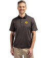 Iowa Hawkeyes Cutter & Buck Virtue Eco Pique Micro Stripe Recycled Mens Polo Black/Elemental Grey Front