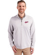 New Mexico State Aggies College Vault Cutter & Buck Virtue Eco Pique Micro Stripe Recycled Mens Quarter Zip Polished/White Front
