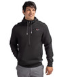 North Carolina Central Eagles Cutter & Buck Roam Epic Versatility Half Zip Recycled Mens Hooded Pullover Black Front