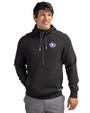 Texas Christian Horned Frogs College Vault Cutter & Buck Roam Epic Versatility Half Zip Recycled Mens Hooded Pullover Black Front