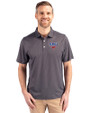 SMU Mustangs Cutter & Buck Pike Eco Symmetry Print Stretch Recycled Mens Polo Black/White Front