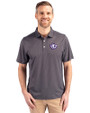 Texas Christian Horned Frogs College Vault Cutter & Buck Pike Eco Symmetry Print Stretch Recycled Mens Polo Black/White Front