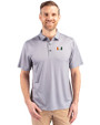 Miami Hurricanes Cutter & Buck Pike Eco Tonal Geo Print Stretch Recycled Mens Polo Elemental Grey Front