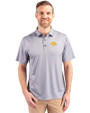 Iowa Hawkeyes Cutter & Buck Pike Eco Tonal Geo Print Stretch Recycled Mens Polo Elemental Grey Front