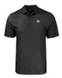 Texas Christian Horned Frogs College Vault Cutter & Buck Pike Eco Tonal Geo Print Stretch Recycled Mens Polo Black Mannequin