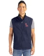 Ole Miss Rebels Cutter & Buck Charter Recycled Packable Mens Full Zip Vest Navy Blue Front