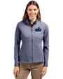 Old Dominion Monarchs College Vault Cutter & Buck Adapt Recycled Soft Knit Stretch Womens Heathered Full Zip Jacket Navy Blue Heather Front