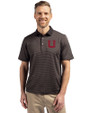 Utah Utes College Vault Cutter & Buck Virtue Eco Pique Micro Stripe Recycled Mens Polo Black/Elemental Grey Front