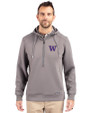 Washington Huskies Cutter & Buck Roam Epic Versatility Half Zip Recycled Mens Hooded Pullover Elemental Grey Front