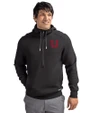 Utah Utes College Vault Cutter & Buck Roam Epic Versatility Half Zip Recycled Mens Hooded Pullover Black Front