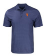 Virginia Hoos College Vault Cutter & Buck Pike Eco Tonal Geo Print Stretch Recycled Mens Polo Navy Blue Mannequin