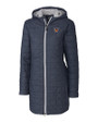 Texas Rio Grande Valley Vaqueros Cutter & Buck Rainier PrimaLoft®  Womens Eco Insulated Hooded Long Coat Anthracite Melange Mannequin