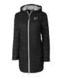 South Florida Bulls Cutter & Buck Rainier PrimaLoft®  Womens Eco Insulated Hooded Long Coat Black Mannequin