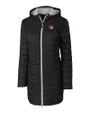 Winston-Salem State Rams Cutter & Buck Rainier PrimaLoft®  Womens Eco Insulated Hooded Long Coat Black Mannequin