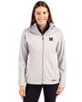 Miami University RedHawks - Cutter & Buck Evoke Softshell Recycled Full Zip Womens Jacket CONCRETE Front