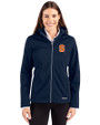 Syracuse Orange Cutter & Buck Evoke Softshell Recycled Full Zip Womens Jacket Navy Blue Front