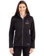 Delaware Fightin' Blue Hens College Vault Cutter & Buck Evoke Softshell Recycled Full Zip Womens Jacket Black Front