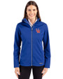 Ole Miss Rebels College Vault Cutter & Buck Evoke Softshell Recycled Full Zip Womens Jacket Tour Blue Front