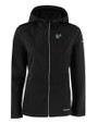 South Florida Bulls Cutter & Buck Evoke Softshell Recycled Full Zip Womens Jacket Black Mannequin