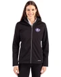 Texas Christian Horned Frogs College Vault Cutter & Buck Evoke Softshell Recycled Full Zip Womens Jacket Black Front