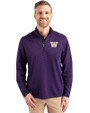 Washington Huskies Cutter & Buck Virtue Eco Pique Micro Stripe Recycled Mens Quarter Zip College Purple/Black Front