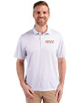 UOP Tigers Cutter & Buck Pike Eco Symmetry Print Stretch Recycled Mens Polo White/Polished Front
