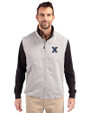 Xavier Musketeers Cutter & Buck Charter Eco Recycled Mens Full-Zip Vest Polished Medium Gray Front