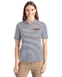 Pepperdine Waves Cutter & Buck Virtue Eco Pique Stripe Recycled Womens Top Navy Blue Front
