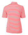 Winston-Salem State Rams Cutter & Buck Virtue Eco Pique Stripe Recycled Womens Top Red Mannequin Back