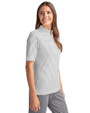 UOP Tigers Cutter & Buck Virtue Eco Pique Stripe Recycled Womens Top Polished Medium Gray Side