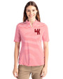 Western Kentucky Hilltoppers College Vault Cutter & Buck Virtue Eco Pique Stripe Recycled Womens Top Red Front