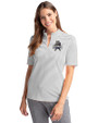 Utah State Aggies College Vault Cutter & Buck Virtue Eco Pique Stripe Recycled Womens Top Polished Medium Gray Front