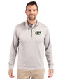 Green Bay Packers Cutter & Buck Stealth Heathered Quarter Zip Mens Pullover Polished Medium Gray Front