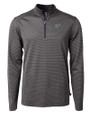 South Florida Bulls Cutter & Buck Virtue Eco Pique Micro Stripe Recycled Mens Big & Tall Quarter Zip Black/Elemental Grey Mannequin