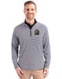 FIU Panthers College Vault Cutter & Buck Virtue Eco Pique Micro Stripe Recycled Mens Big & Tall Quarter Zip Navy Blue/White Front