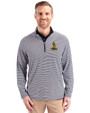 Northern Arizona Lumberjacks College Vault Cutter & Buck Virtue Eco Pique Micro Stripe Recycled Mens Big & Tall Quarter Zip Navy Blue/White Front