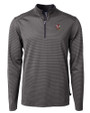 Louisville Cardinals College Vault Cutter & Buck Virtue Eco Pique Micro Stripe Recycled Mens Big & Tall Quarter Zip Black/Elemental Grey Mannequin