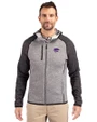 Kansas State Wildcats Cutter & Buck Mainsail Sweater-Knit Mens Full Zip Hooded Jacket Polished Heather/Charcoal Heather Front
