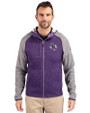 Stephen F Austin Lumberjacks Cutter & Buck Mainsail Sweater-Knit Mens Full Zip Hooded Jacket College Purple Heather/Polished Heather Front